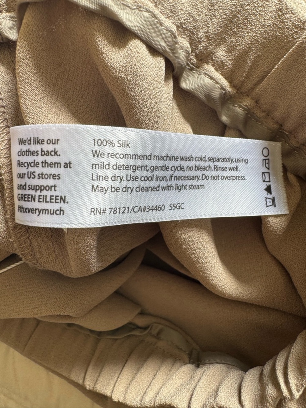 New Eileen Fisher Silk Georgette Crepe Cropped Pants (Flawed) Sz L - Picture 8 of 8